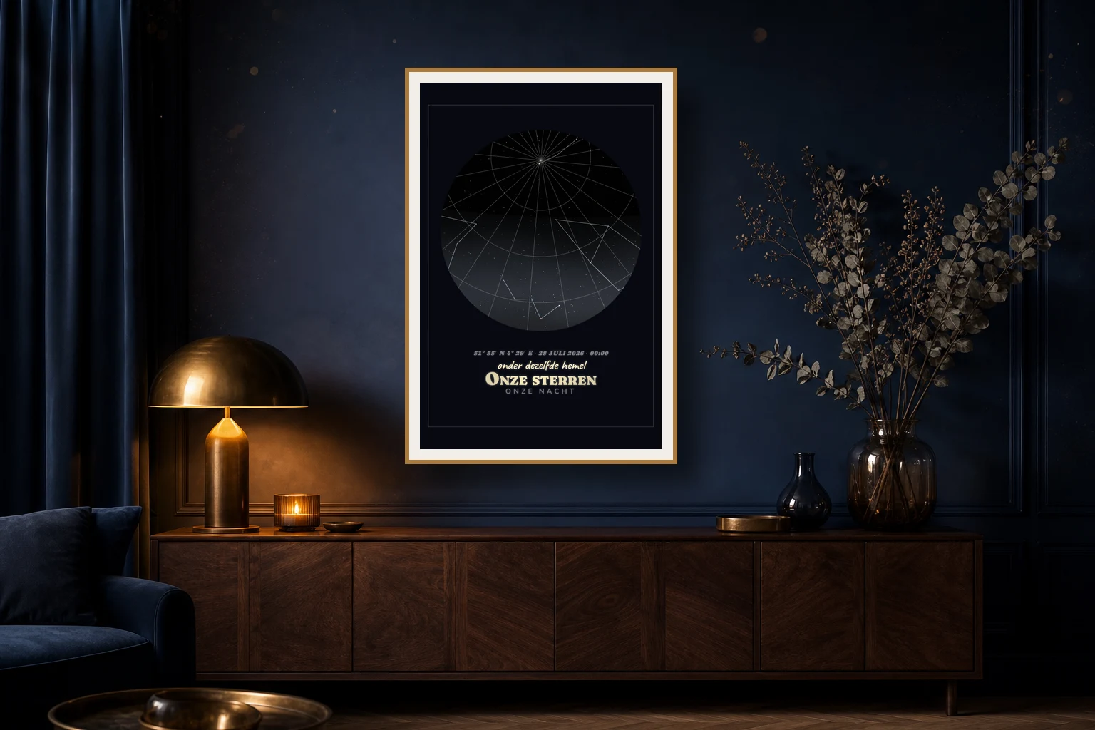 Sterrenkaart poster in een interieur