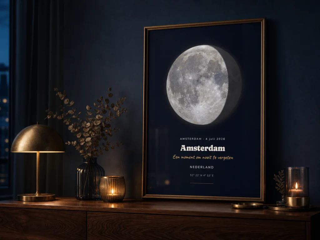 Maanfase poster in een interieur